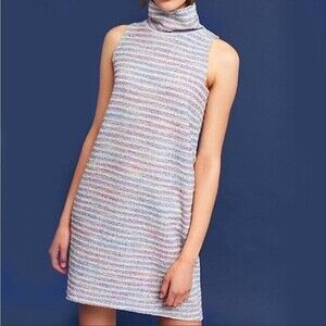 AKEMI & KIM ANTHROPOLOGIE DRESS SIZE LARGE HIGH NECK TWEED MINI